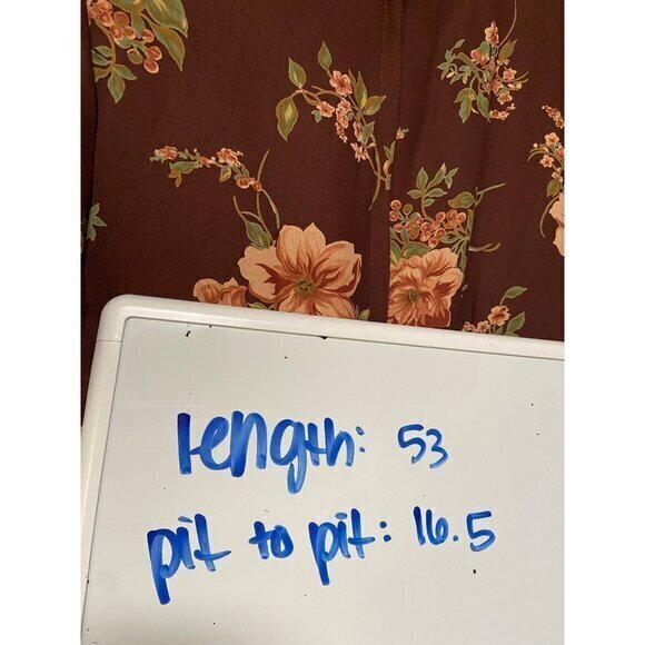 Vintage CDC Women's Brown and Pink Floral Flower Short Sleeve Dress Size 8 - Picture 9 of 9